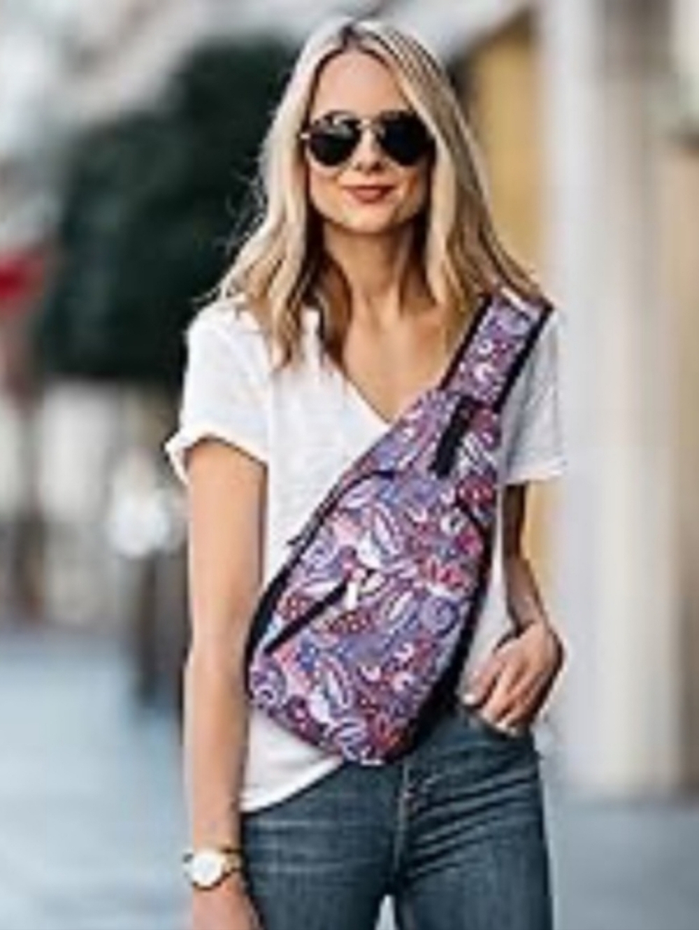 Vera Bradley Large Sling Backpack in Signature Cotton Quilted Purple Floral